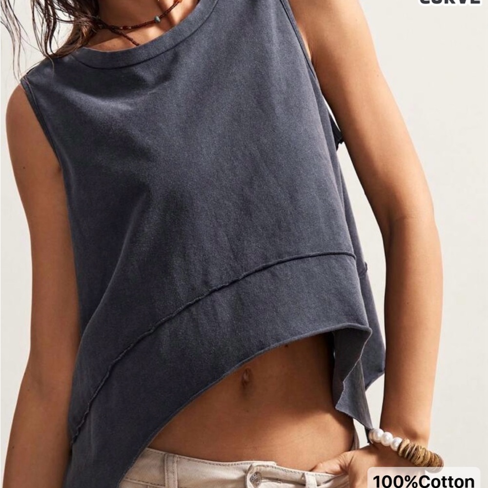 Washed Black Sleeveless swing shirt